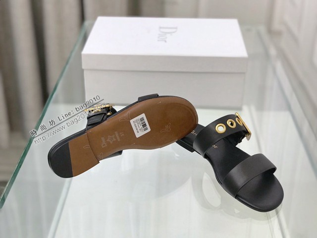Dior專櫃款女士拖鞋 迪奧春夏新款D扣涼拖鞋 dx2972